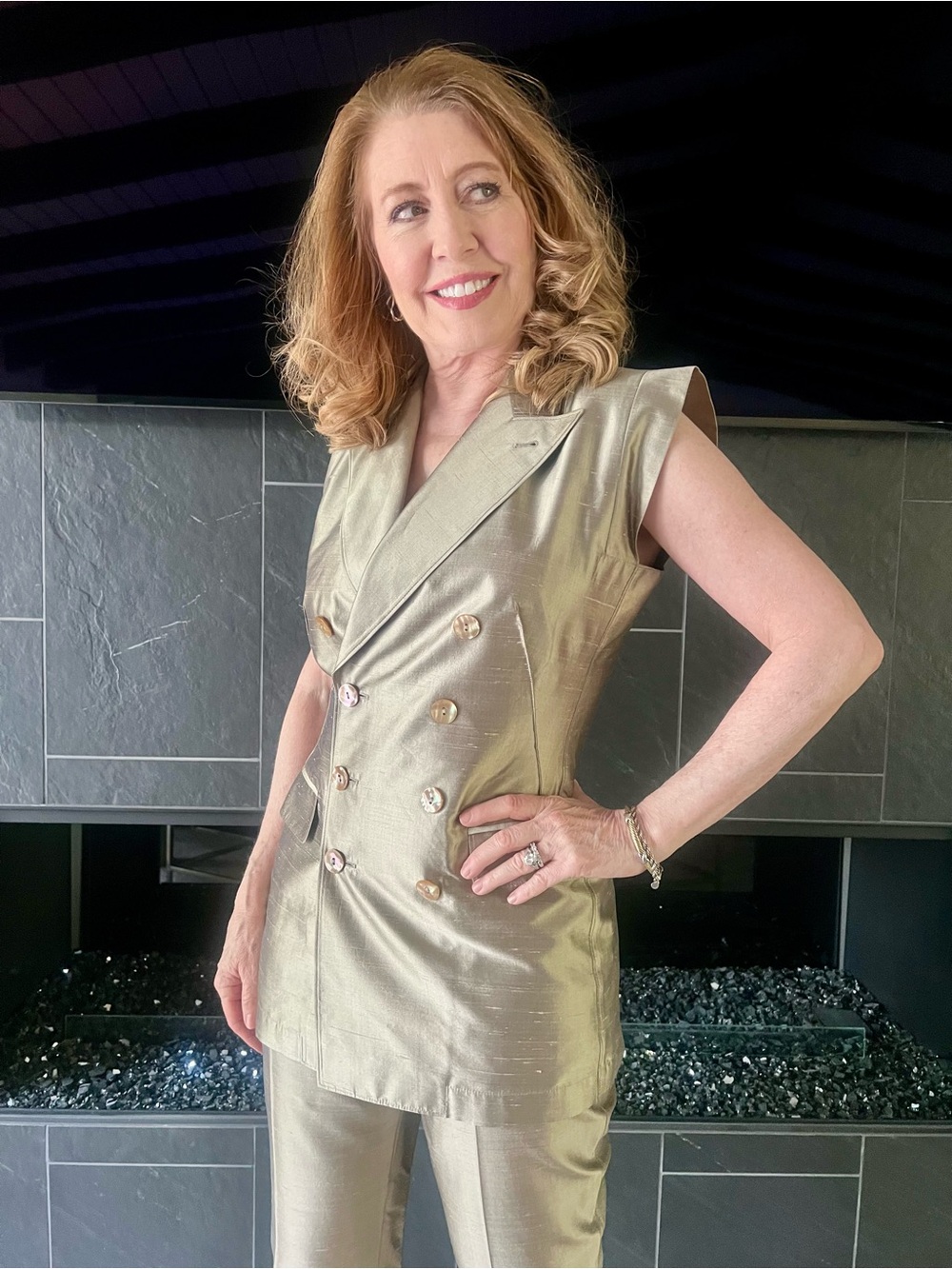 Jean Paul Gaultier Metallic Silk Pantsuit-LIKE NEW - Picture 3 of 12